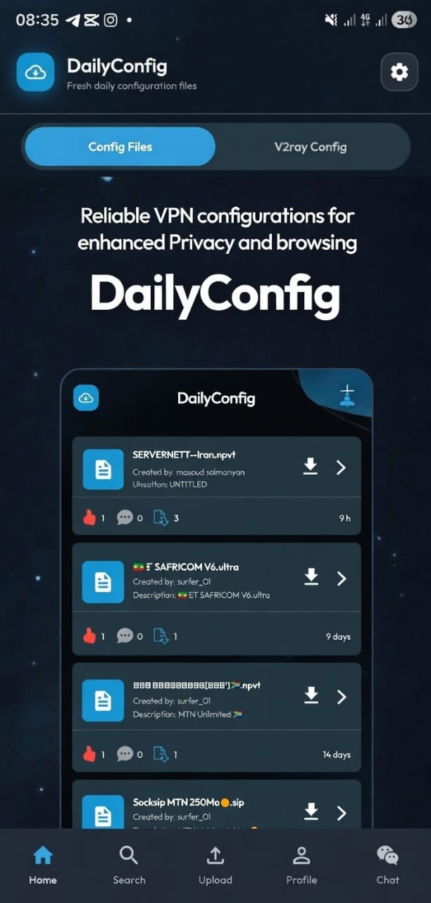 DailyConfig app preview